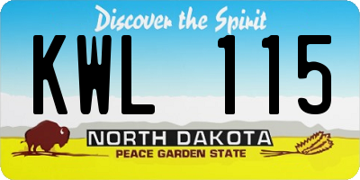 ND license plate KWL115