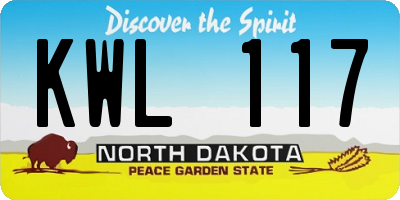 ND license plate KWL117