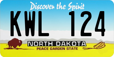 ND license plate KWL124