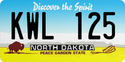 ND license plate KWL125