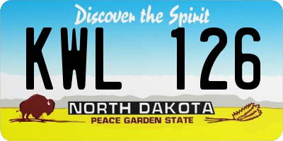 ND license plate KWL126