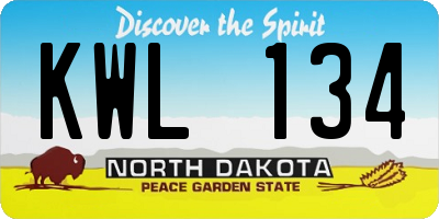 ND license plate KWL134