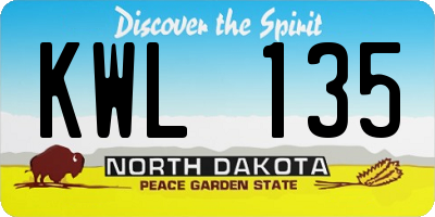 ND license plate KWL135