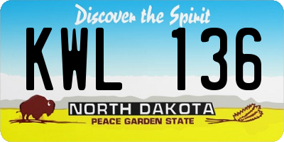 ND license plate KWL136