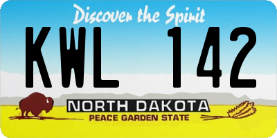 ND license plate KWL142