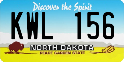 ND license plate KWL156
