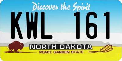 ND license plate KWL161