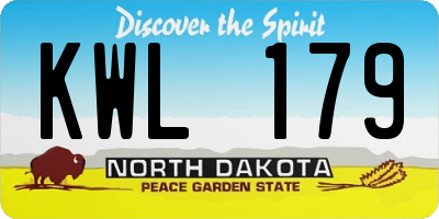 ND license plate KWL179