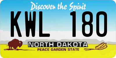 ND license plate KWL180