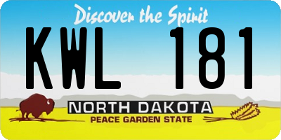 ND license plate KWL181