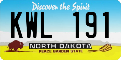 ND license plate KWL191