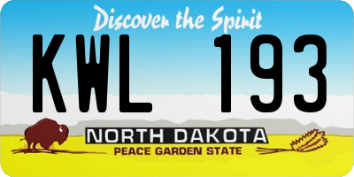 ND license plate KWL193