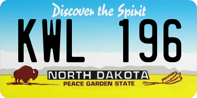 ND license plate KWL196