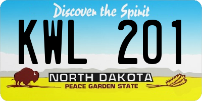 ND license plate KWL201