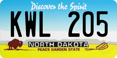 ND license plate KWL205