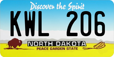 ND license plate KWL206