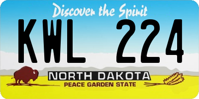 ND license plate KWL224