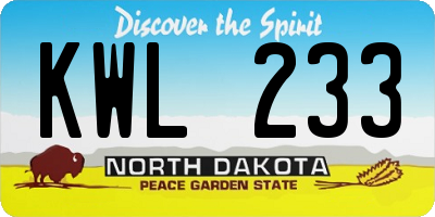 ND license plate KWL233
