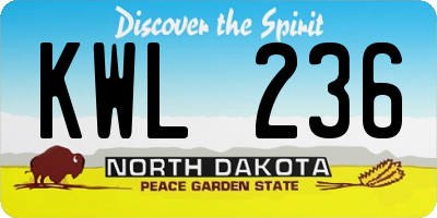 ND license plate KWL236