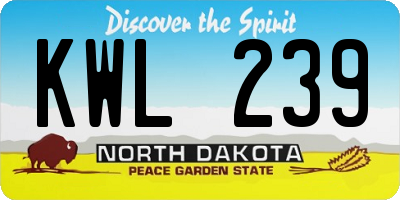 ND license plate KWL239