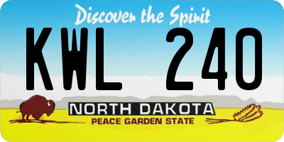 ND license plate KWL240