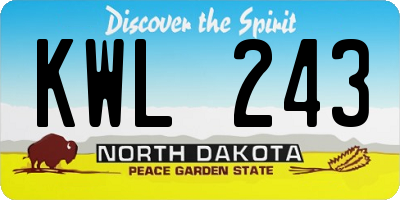 ND license plate KWL243