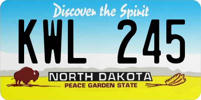 ND license plate KWL245