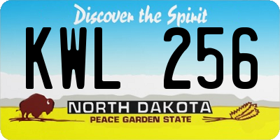 ND license plate KWL256