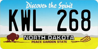 ND license plate KWL268