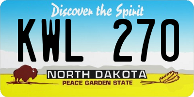 ND license plate KWL270