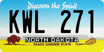 ND license plate KWL271