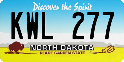 ND license plate KWL277