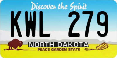 ND license plate KWL279