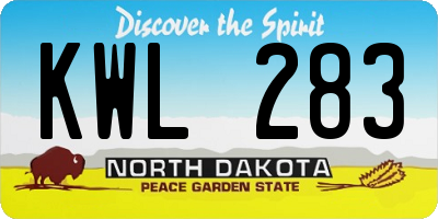 ND license plate KWL283