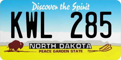 ND license plate KWL285