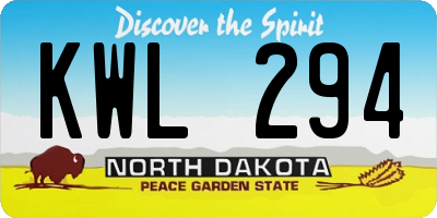 ND license plate KWL294