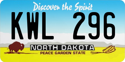 ND license plate KWL296