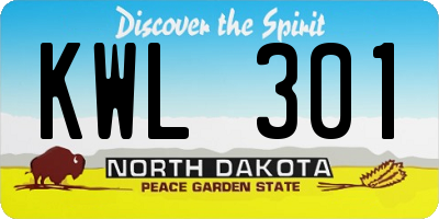 ND license plate KWL301