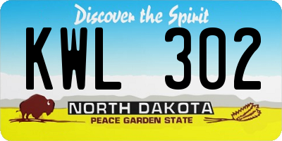 ND license plate KWL302