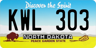 ND license plate KWL303