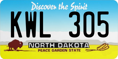 ND license plate KWL305