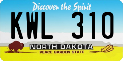 ND license plate KWL310
