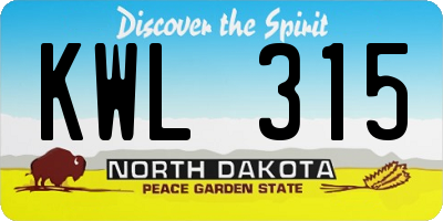 ND license plate KWL315
