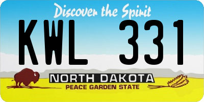 ND license plate KWL331