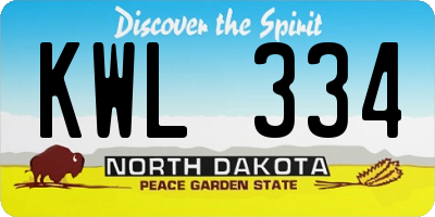 ND license plate KWL334