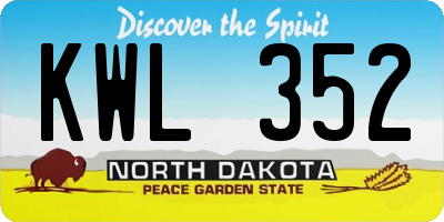 ND license plate KWL352