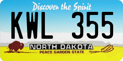 ND license plate KWL355