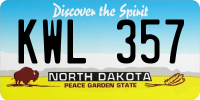 ND license plate KWL357