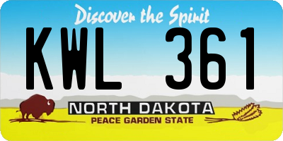ND license plate KWL361