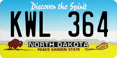ND license plate KWL364